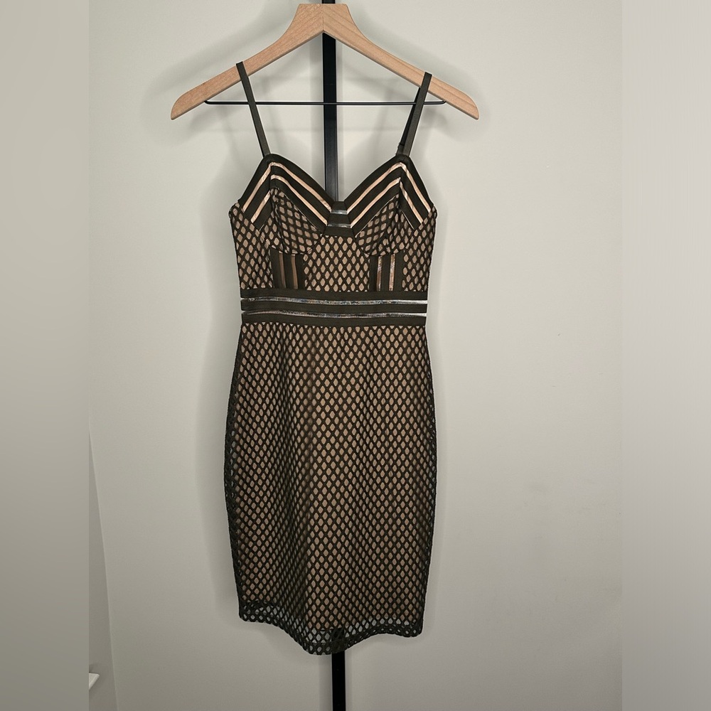 Guess Black and Tan Mini Dress